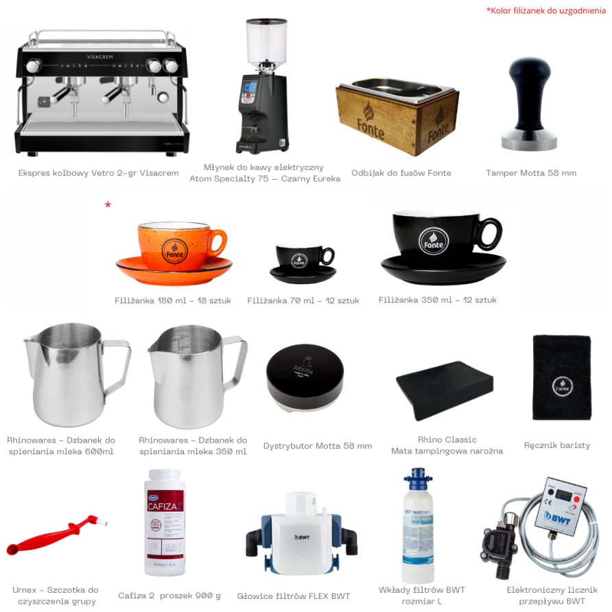 Ekspres kolbowy Vetro 2-gr Visacrem + Młynek + Niezbędne Akcesoria + 30 kg pysznej, świeżo palonej kawy - wyposażenie lokalu - obrazek 2